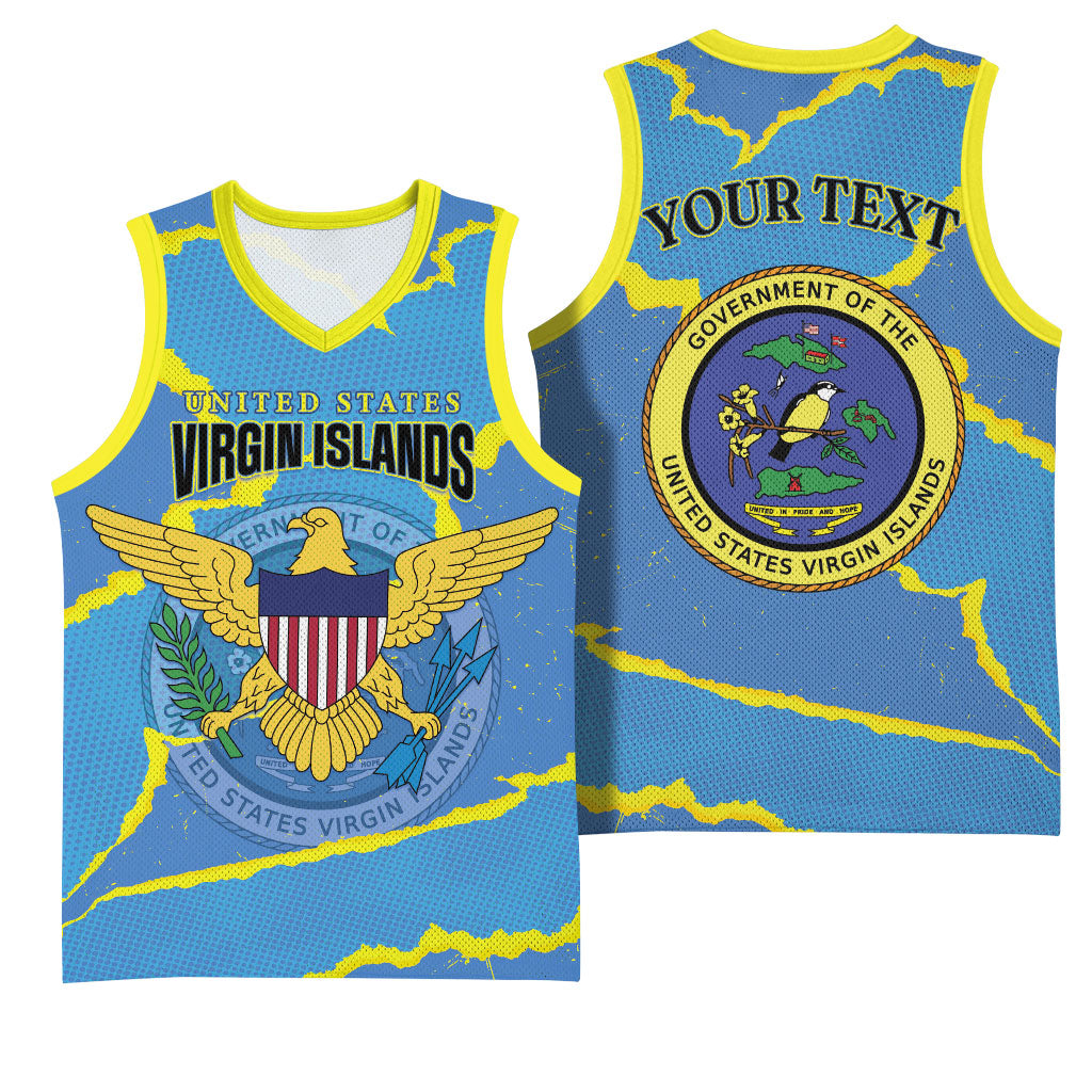 Personalized US Virgin Islands Basketball Jersey Grunge Stylized
