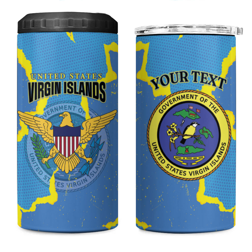Personalized US Virgin Islands 4 in 1 Can Cooler Tumbler Grunge Stylized