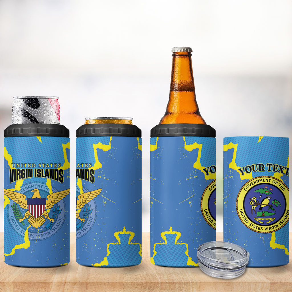 Personalized US Virgin Islands 4 in 1 Can Cooler Tumbler Grunge Stylized