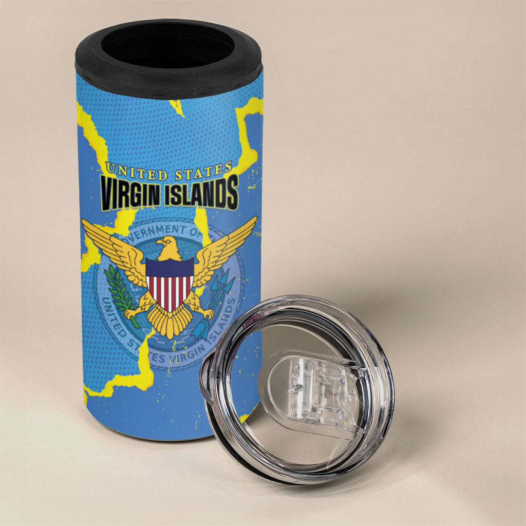 Personalized US Virgin Islands 4 in 1 Can Cooler Tumbler Grunge Stylized