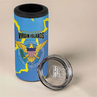 Personalized US Virgin Islands 4 in 1 Can Cooler Tumbler Grunge Stylized