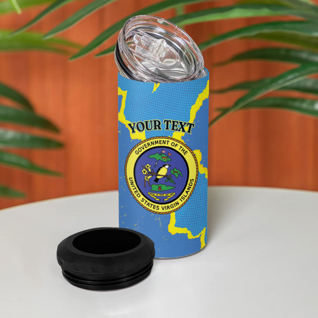 Personalized US Virgin Islands 4 in 1 Can Cooler Tumbler Grunge Stylized