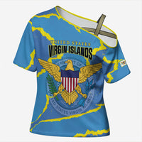 Personalized US Virgin Islands Cross Shoulder Shirt Grunge Stylized