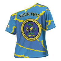 Personalized US Virgin Islands Cross Shoulder Shirt Grunge Stylized