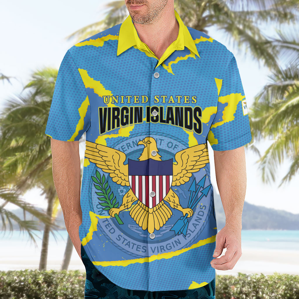 Personalized US Virgin Islands Hawaiian Shirt Grunge Stylized