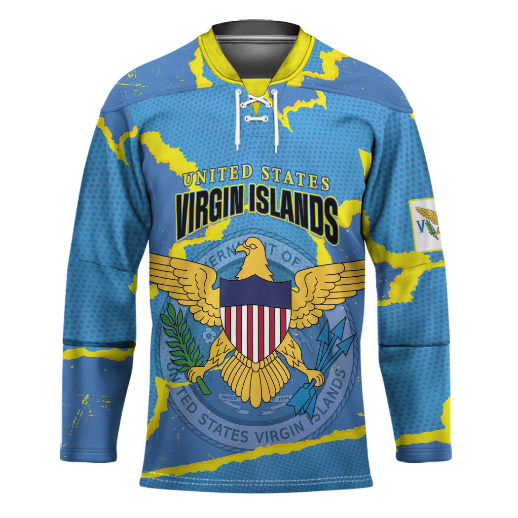 Personalized US Virgin Islands Hockey Jersey Grunge Stylized