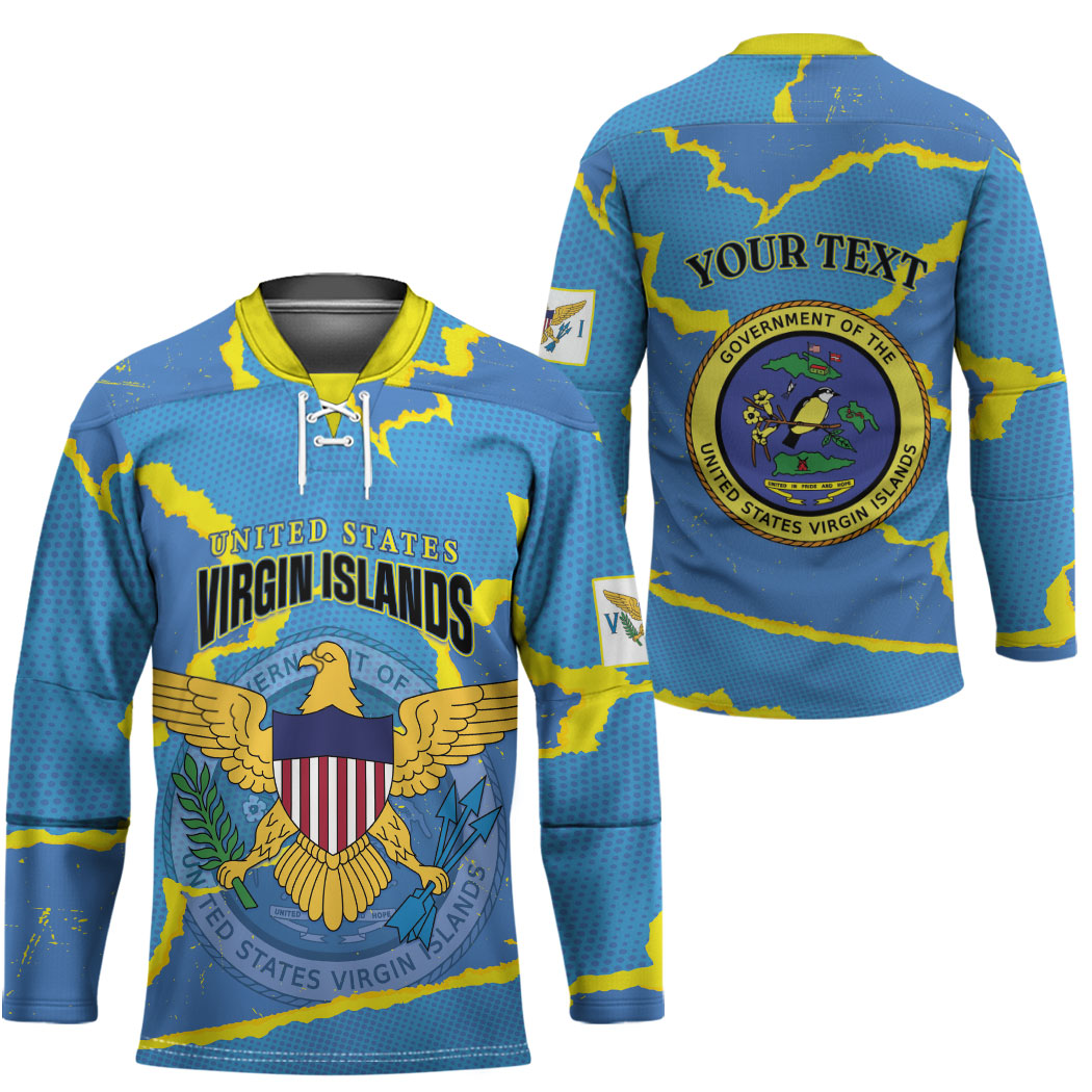 Personalized US Virgin Islands Hockey Jersey Grunge Stylized