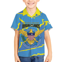 Personalized US Virgin Islands Kid Hawaiian Shirt Grunge Stylized