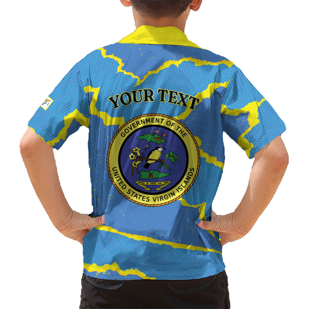 Personalized US Virgin Islands Kid Hawaiian Shirt Grunge Stylized