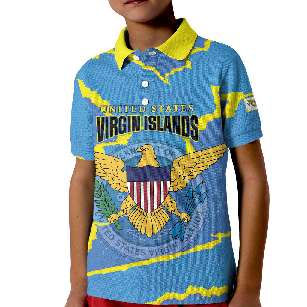 Personalized US Virgin Islands Kid Polo Shirt Grunge Stylized