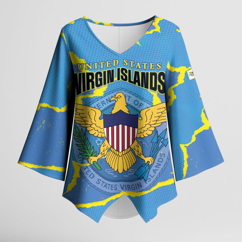 Personalized US Virgin Islands Kimono Sleeve Blouse Grunge Stylized