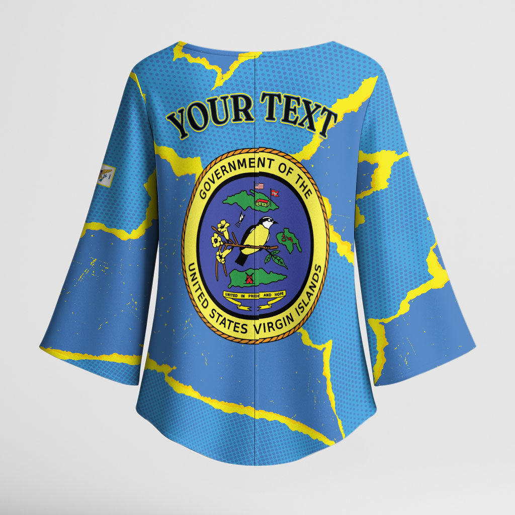 Personalized US Virgin Islands Kimono Sleeve Blouse Grunge Stylized