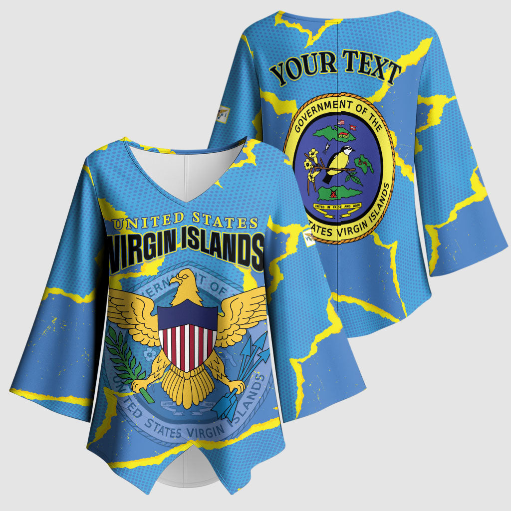 Personalized US Virgin Islands Kimono Sleeve Blouse Grunge Stylized