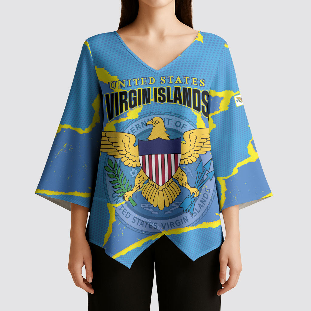 Personalized US Virgin Islands Kimono Sleeve Blouse Grunge Stylized