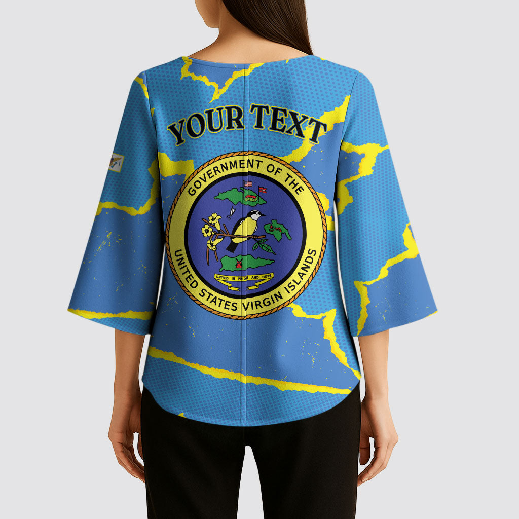 Personalized US Virgin Islands Kimono Sleeve Blouse Grunge Stylized