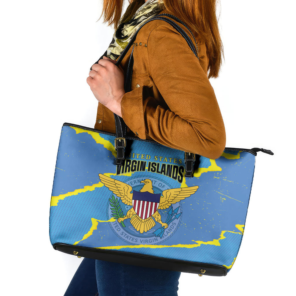 US Virgin Islands Leather Tote Bag Grunge Stylized
