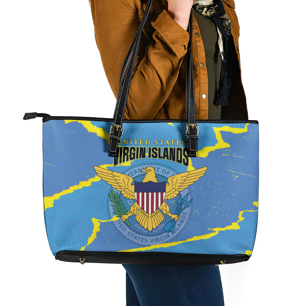 US Virgin Islands Leather Tote Bag Grunge Stylized