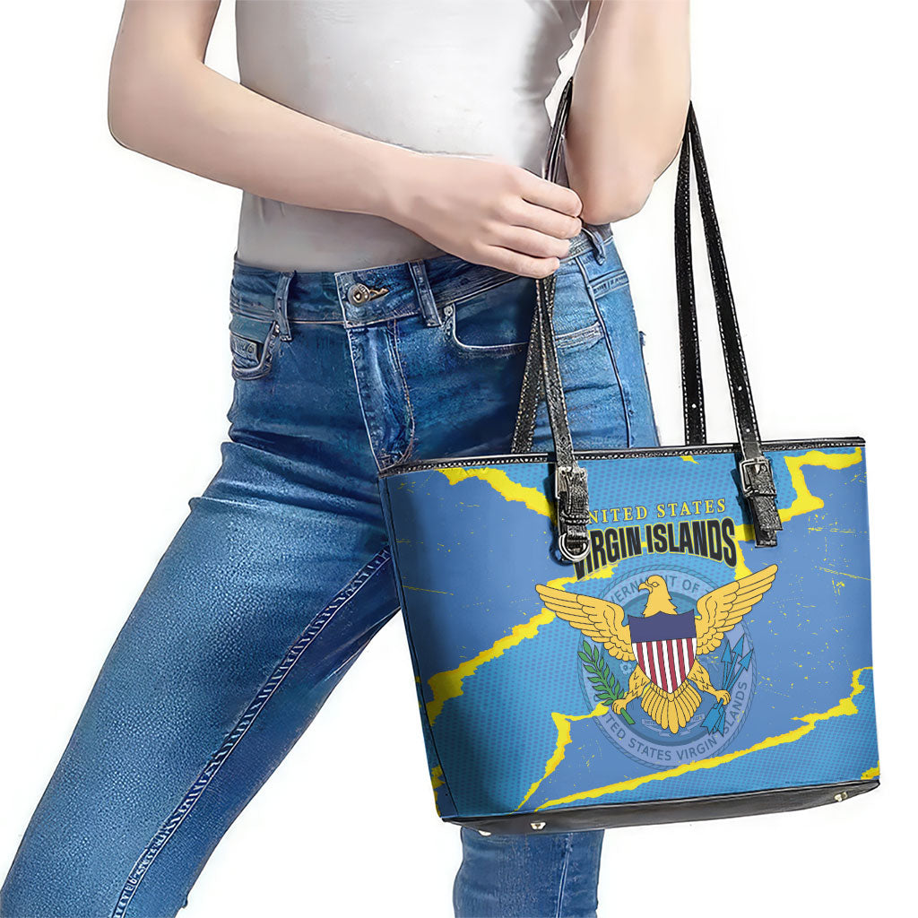 US Virgin Islands Leather Tote Bag Grunge Stylized
