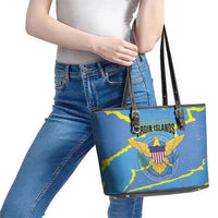 US Virgin Islands Leather Tote Bag Grunge Stylized