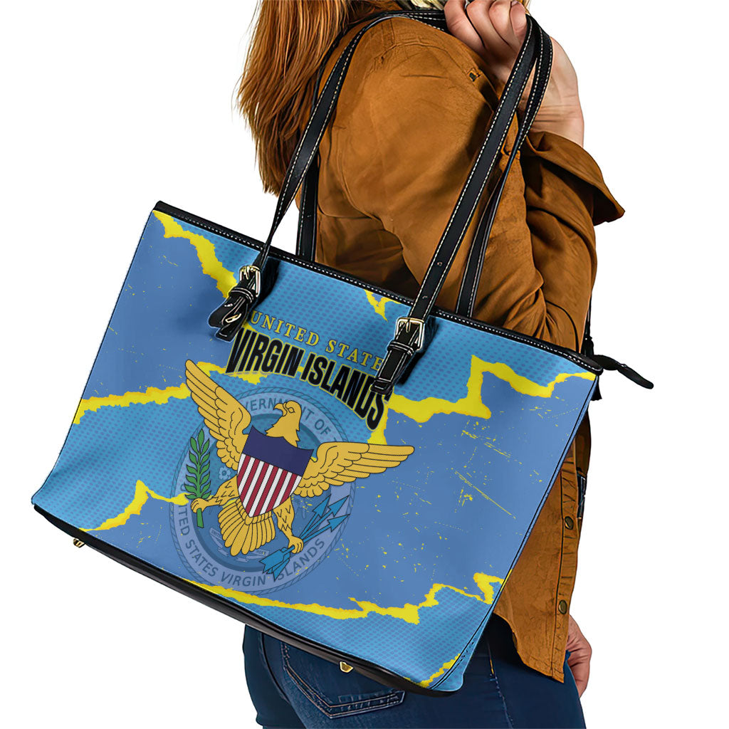 US Virgin Islands Leather Tote Bag Grunge Stylized
