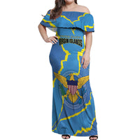 Personalized US Virgin Islands Off Shoulder Maxi Dress Grunge Stylized