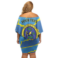 Personalized US Virgin Islands Off Shoulder Short Dress Grunge Stylized