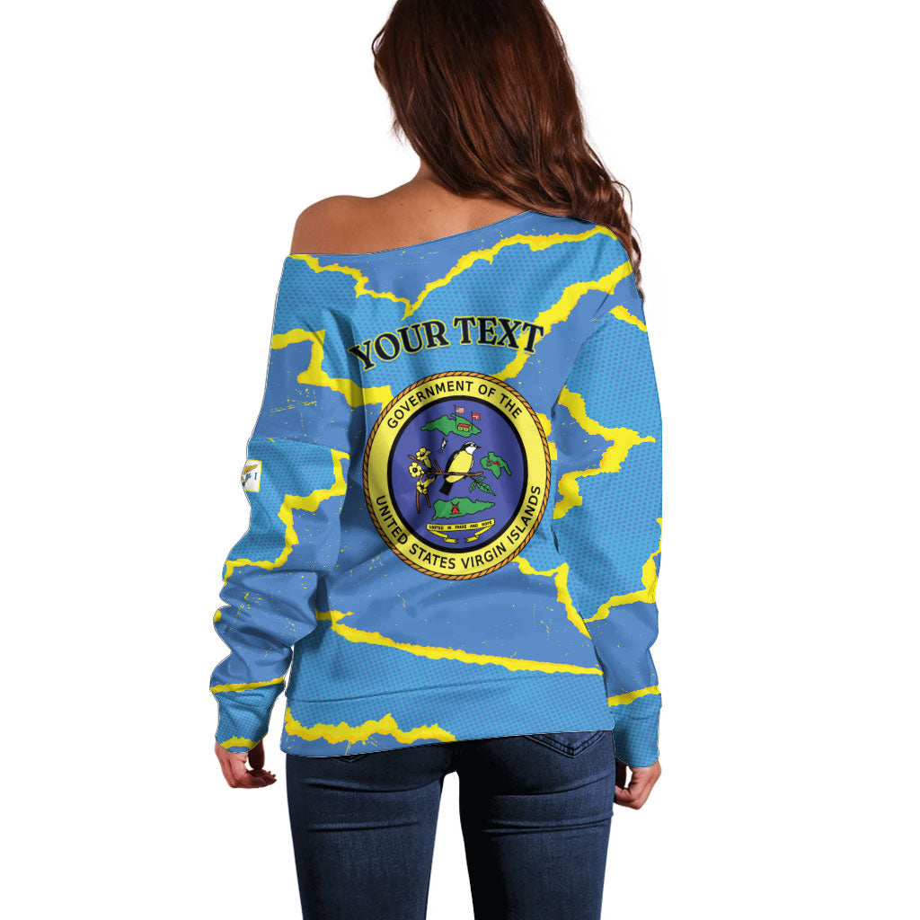 Personalized US Virgin Islands Off Shoulder Sweater Grunge Stylized
