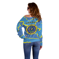 Personalized US Virgin Islands Off Shoulder Sweater Grunge Stylized