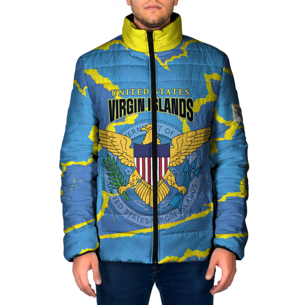 Personalized US Virgin Islands Padded Jacket Grunge Stylized