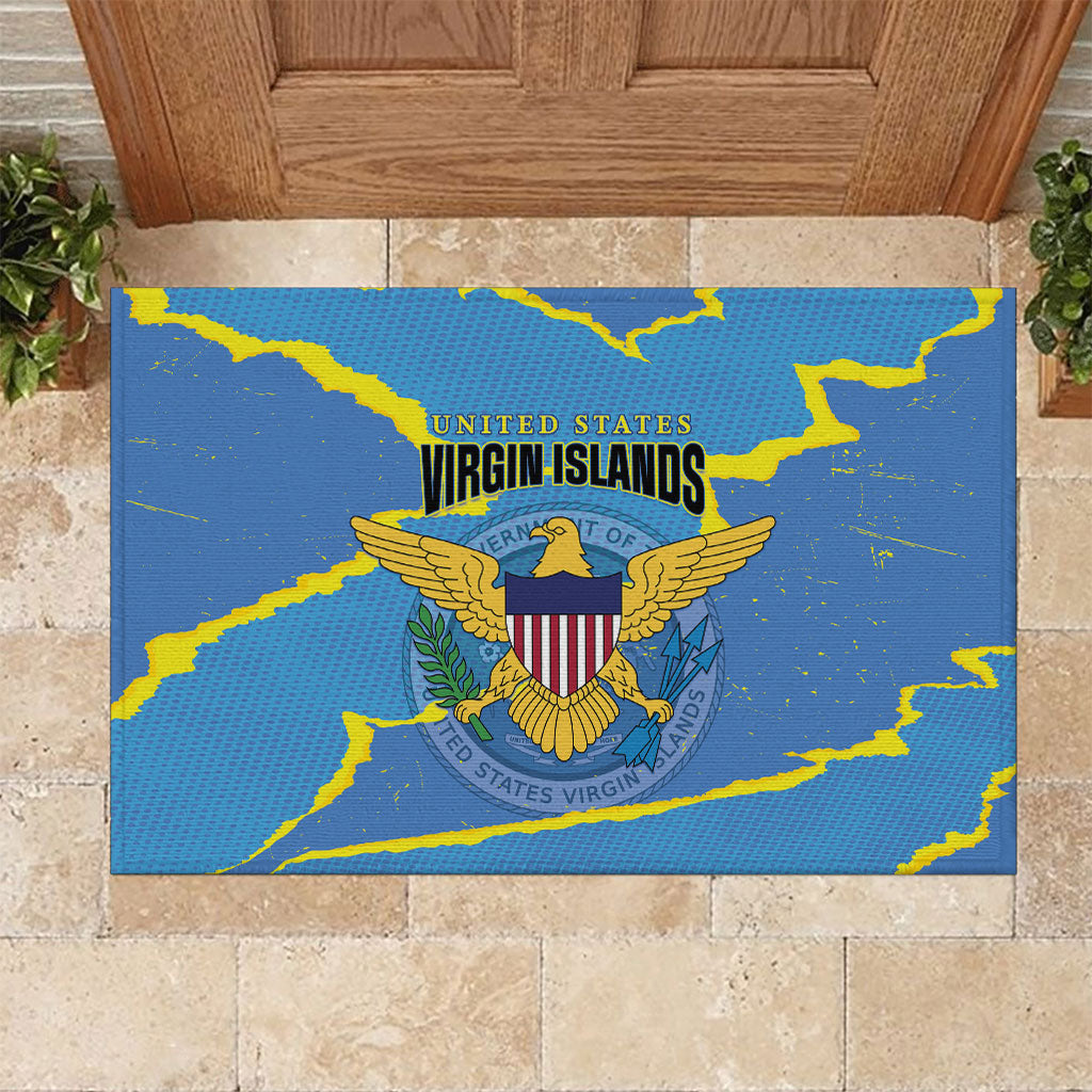 US Virgin Islands Rubber Doormat Grunge Stylized