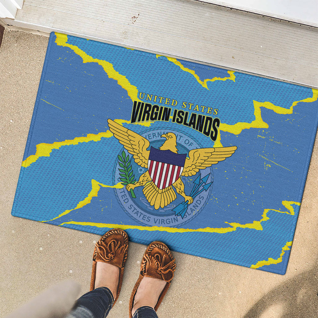 US Virgin Islands Rubber Doormat Grunge Stylized