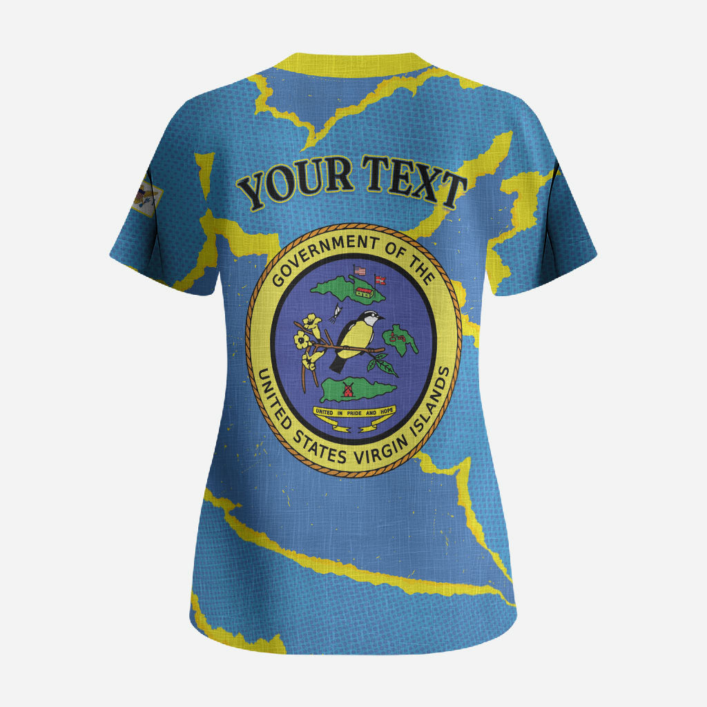 Personalized US Virgin Islands Scrub Top Grunge Stylized