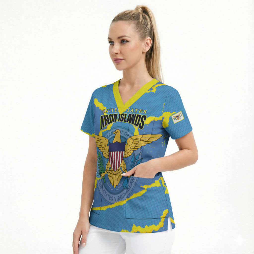 Personalized US Virgin Islands Scrub Top Grunge Stylized