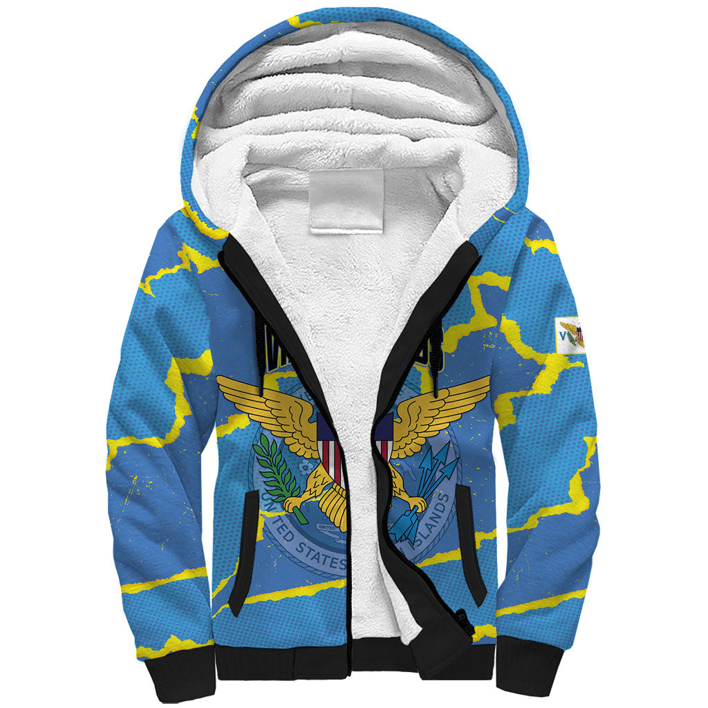 Personalized US Virgin Islands Sherpa Hoodie Grunge Stylized