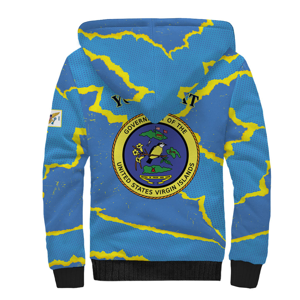 Personalized US Virgin Islands Sherpa Hoodie Grunge Stylized