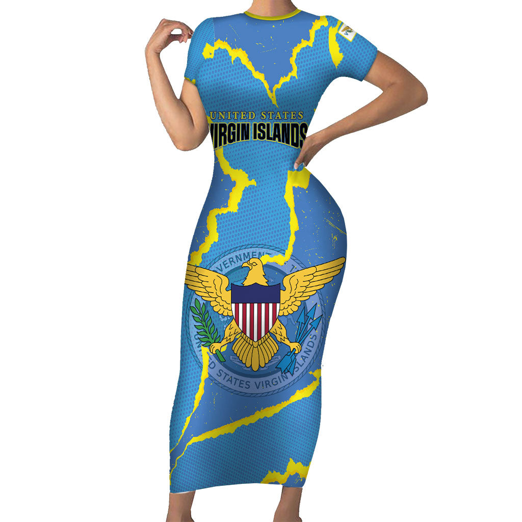 Personalized US Virgin Islands Short Sleeve Bodycon Dress Grunge Stylized