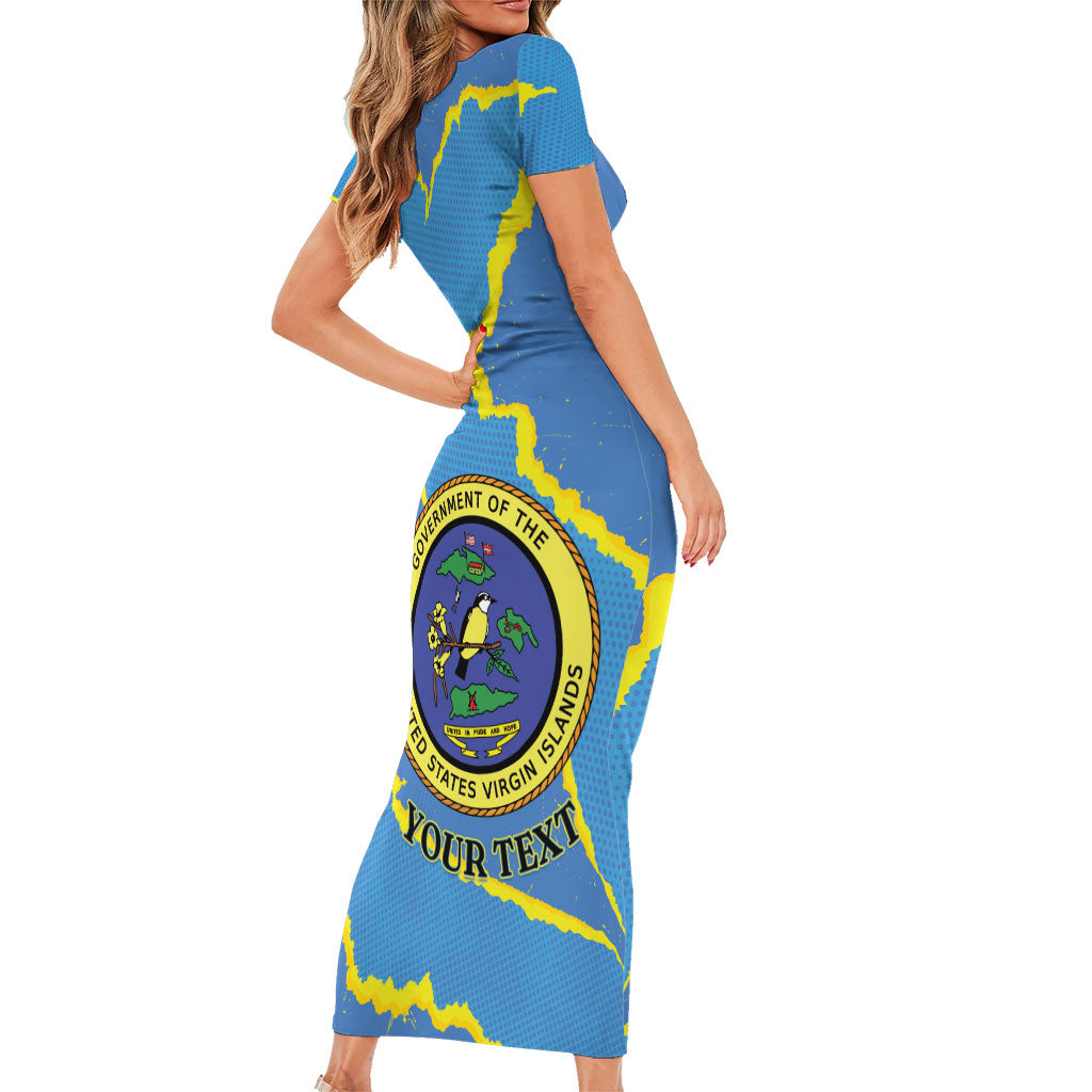 Personalized US Virgin Islands Short Sleeve Bodycon Dress Grunge Stylized