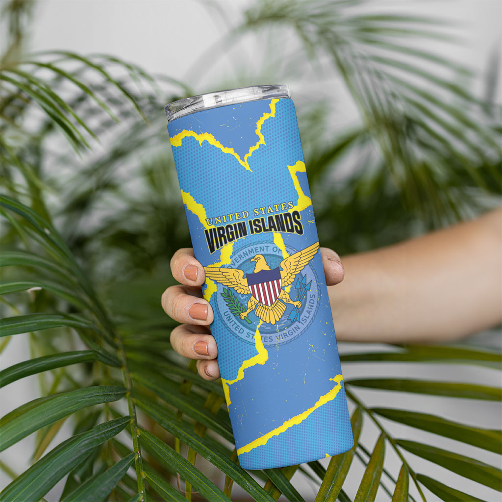 Personalized US Virgin Islands Skinny Tumbler Grunge Stylized