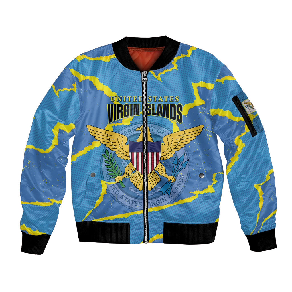 Personalized US Virgin Islands Sleeve Zip Bomber Jacket Grunge Stylized