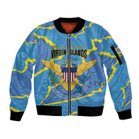 Personalized US Virgin Islands Sleeve Zip Bomber Jacket Grunge Stylized