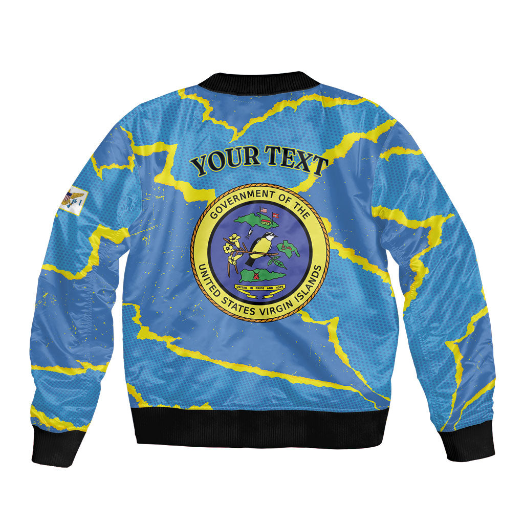 Personalized US Virgin Islands Sleeve Zip Bomber Jacket Grunge Stylized