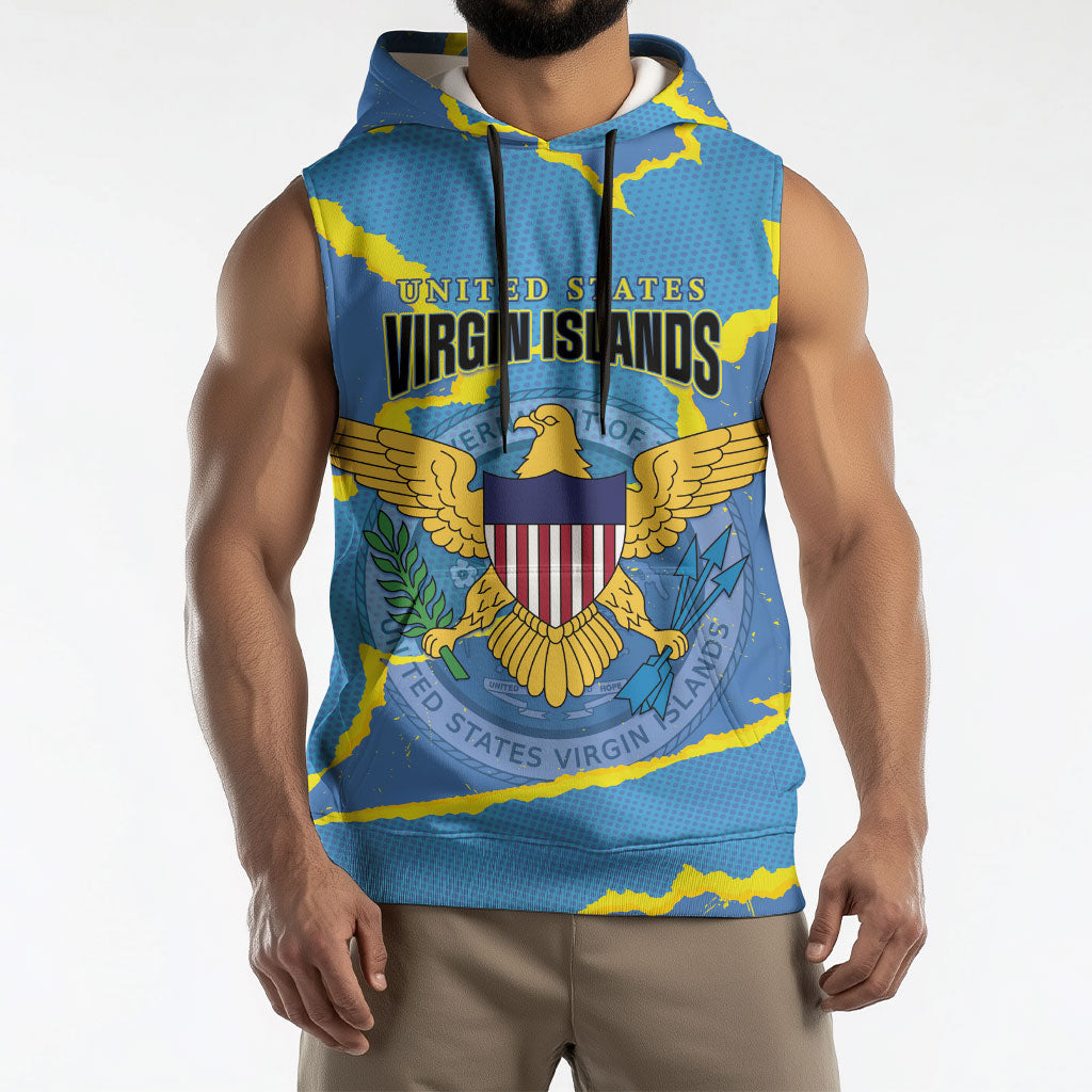 Personalized US Virgin Islands Sleeveless Hoodie Grunge Stylized