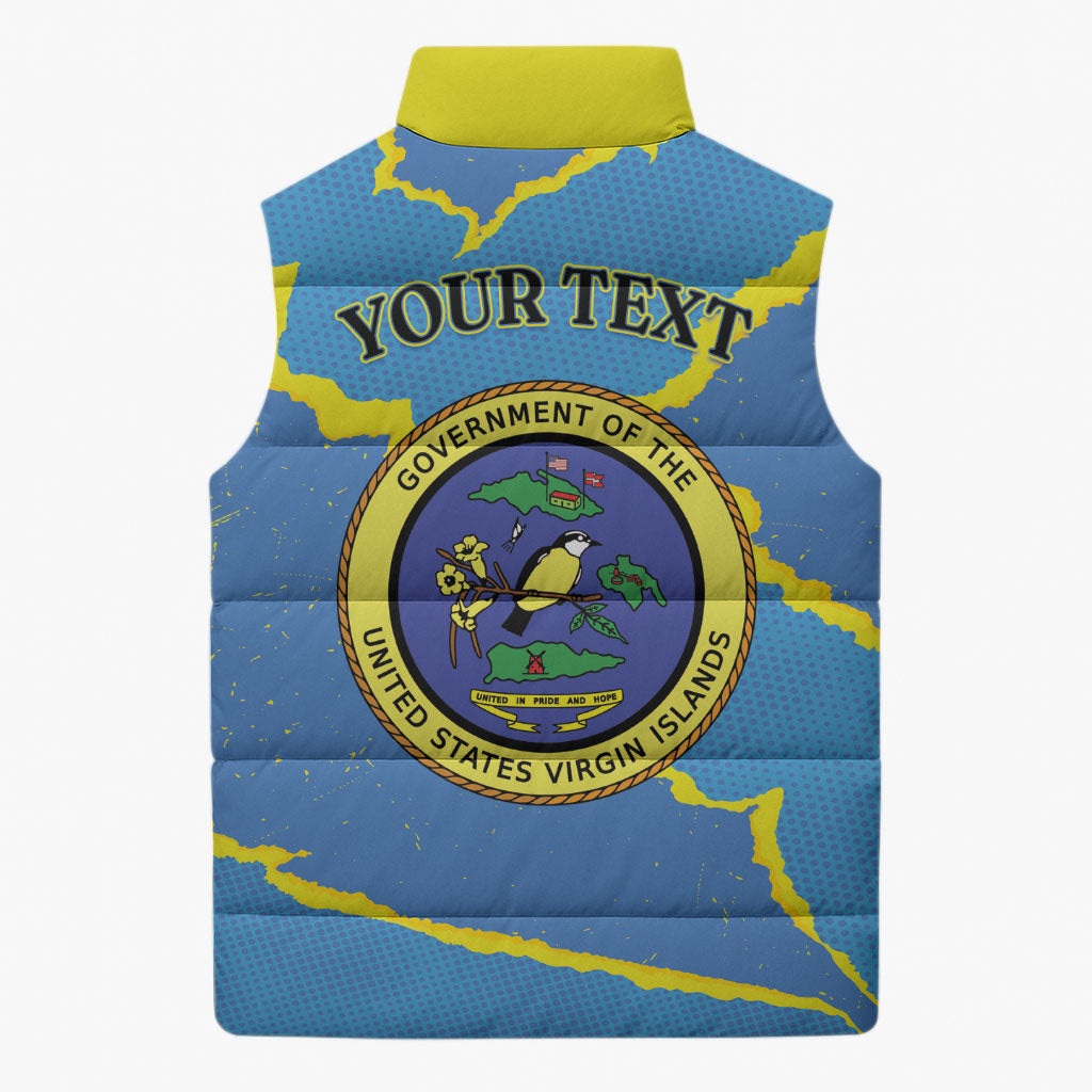 Personalized US Virgin Islands Sleeveless Puffer Jacket Grunge Stylized