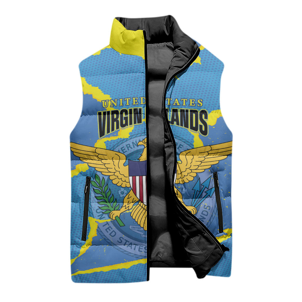 Personalized US Virgin Islands Sleeveless Puffer Jacket Grunge Stylized