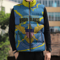 Personalized US Virgin Islands Sleeveless Puffer Jacket Grunge Stylized