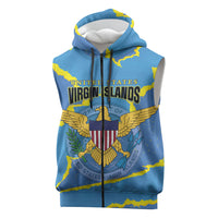 Personalized US Virgin Islands Sleeveless Zip Hoodie Grunge Stylized