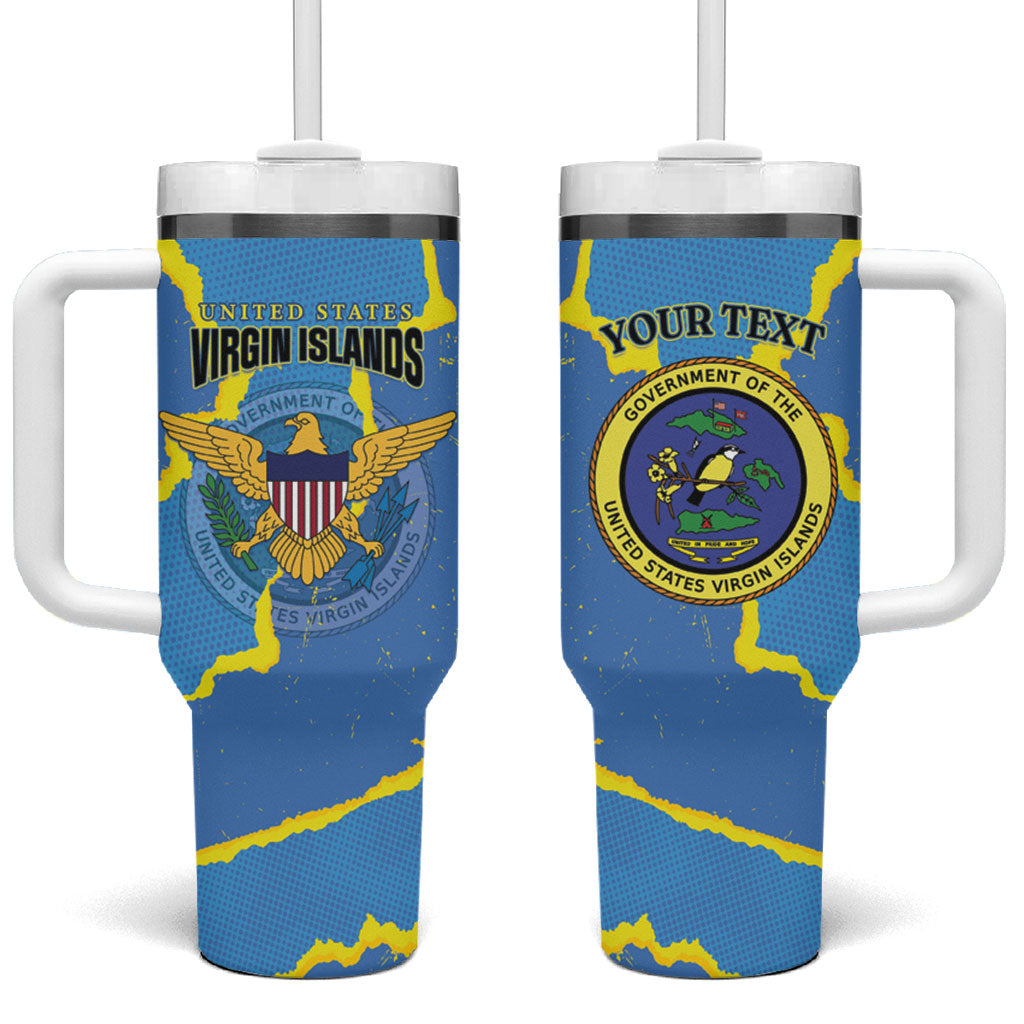 Personalized US Virgin Islands Tumbler With Handle Grunge Stylized
