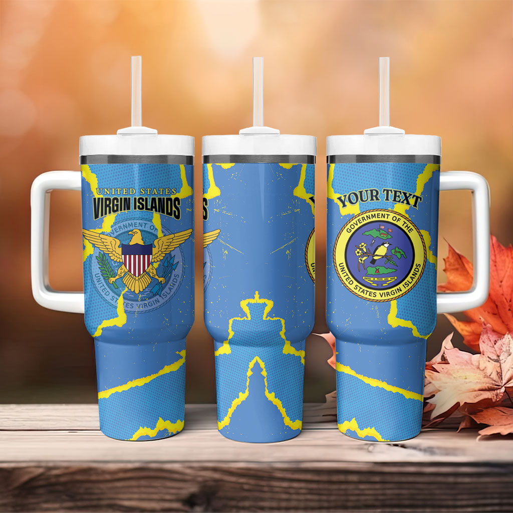 Personalized US Virgin Islands Tumbler With Handle Grunge Stylized