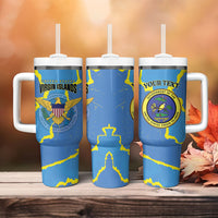 Personalized US Virgin Islands Tumbler With Handle Grunge Stylized