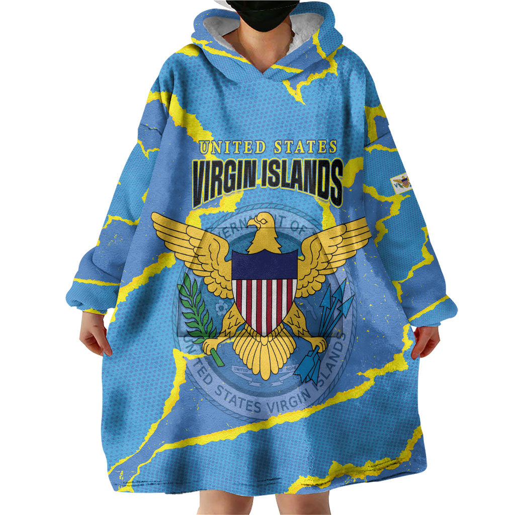 Personalized US Virgin Islands Wearable Blanket Hoodie Grunge Stylized